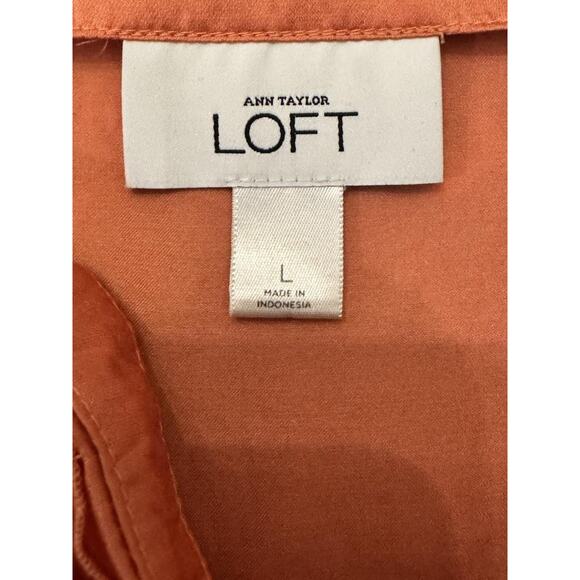 Ann Taylor LOFT Blouse Womens Large Orange Ruffle Scoop Neck Sleeveless Top - Picture 7 of 7
